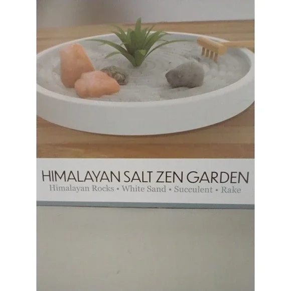 Himalayan Salt Zen Garden Kit Office Desk Gift Idea Stress Relief - Picture 3 of 7